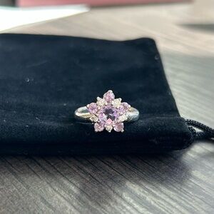 SOLD - Amethyst Flower Sterling Silver Ring - SOLD
